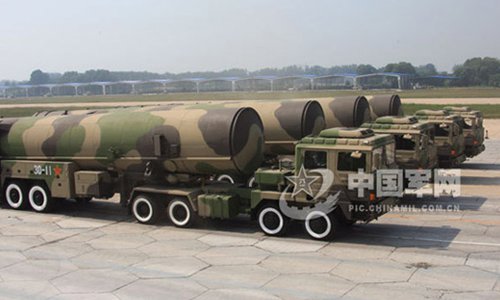 Trucks carry intercontinental ballistic missiles. (Photo/81.cn)