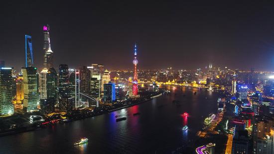 Night view of Lujiazui area in Shanghai, east China. (Xinhua/Ding Ting)