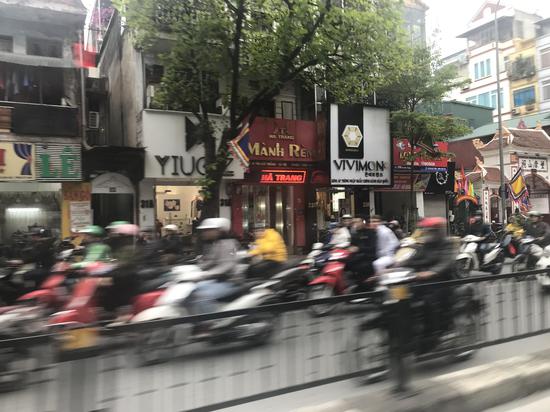 Traffic in Hanoi during rush hour 