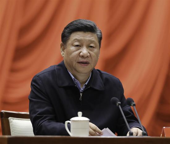 Chinese President Xi Jinping, also general secretary of the Communist Party of China (CPC) Central Committee and chairman of the Central Military Commission, makes a statement during the opening ceremony of a training program of young and middle-aged officials at the Party School of CPC Central Committee (National Academy of Governance) in Beijing, capital of China, March 1, 2019. (Xinhua/Ding Lin)