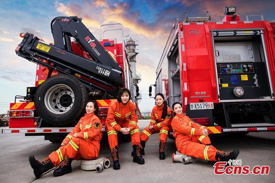 Female firefighters mark International Women's Day