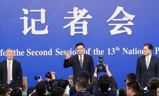 The State-owned Assets Supervision and Administration Commission holds a news conference in Beijing on March 9, 2019. [Photo/Xinhua] 