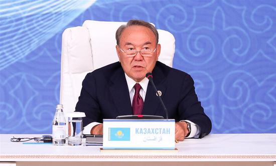 File photo taken on Aug. 12, 2018 shows Nursultan Nazarbayev attending the Fifth Caspian Summit in Aktau, Kazakhstan. Kazakh President Nursultan Nazarbayev announced his sudden resignation on March 19, 2019 after nearly three decades of leadership in the Central Asian country. (Xinhua/Abilov)