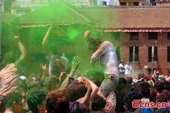 Explosion of colour during Holi festival in Nepal