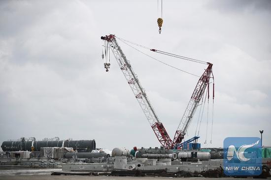 Photo taken on Feb. 28, 2019 shows the construction site of Yuhuang's methanol project in St. James Parish, Louisiana, the United States. (Xinhua/Wang Ying)