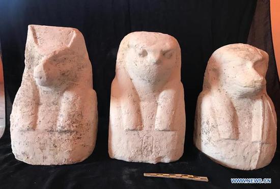 Limestone-made coffin unearthed in Egypt's Delta