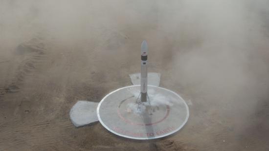 China's LinkSpace successfully launches reusable rocket prototype. (Photo/CGTN)