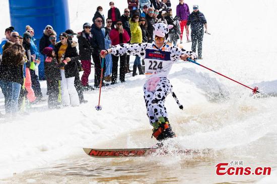 Switzerland's ski resort holds waterslide contest