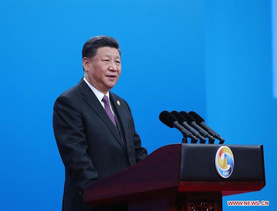 Chinese President Xi Jinping delivers a keynote speech at the opening ceremony of the Second Belt and Road Forum for International Cooperation in Beijing, capital of China, April 26, 2019. (Xinhua/Ju Peng)