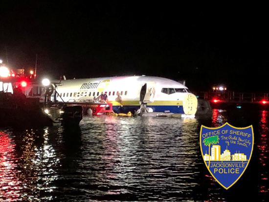 A Boeing 737 is seen in the St. Johns River in Jacksonville, Florida, U.S. May 3, 2019. (Photo/Agencies)