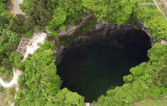 Scenery of Luoquanyan sinkhole in central China's Hubei