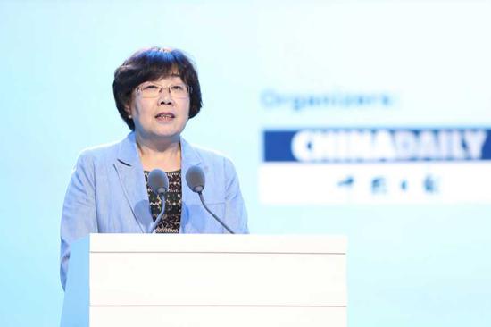 Cao Xiaohong addresses the 7th session of Vision China held in Tianjin Media Theatre, May 17, 2019. (Photo by Zou Hong/chinadaily.com.cn)