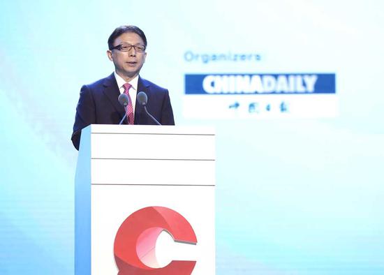 Zhou Shuchun addresses the 7th session of Vision China held in Tianjin Media Theatre, May 17, 2019. (Photo by Zou Hong/chinadaily.com.cn)