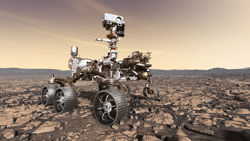 This artist's rendition depicts NASA's Mars 2020 rover studying its surroundings. Image Credit: NASA/JPL-Caltech 