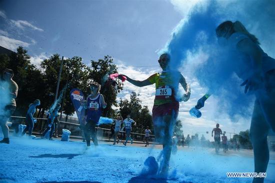 Annual color run in Moscow, Russia
