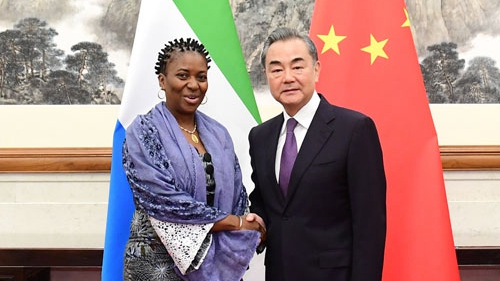 Chinese State Councilor and Foreign Minister Wang Yi meets Sierra Leone's Foreign Minister Nabeela Tunis in Beijing, June 23, 2019.(Photo from fmprc.gov.cn)