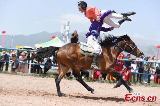 Horse stunt show in Gansu 