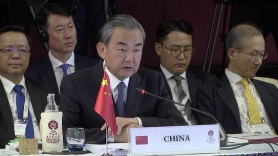 Chinese State Councilor and Foreign Minister Wang Yi attends the ASEAN Foreign Ministers' Meeting in Bangkok, Thailand, August 2, 2019. (Photo/CGTN)
