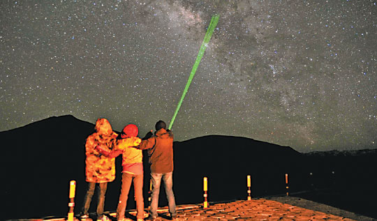 Amateur astronomers watch the stars at the Dark-Sky Reserve in Ngari. Wang Xiaohua / for China Daily