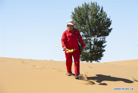 Pic story of patrolling worker of natural gas pipes in China's Inner Mongolia