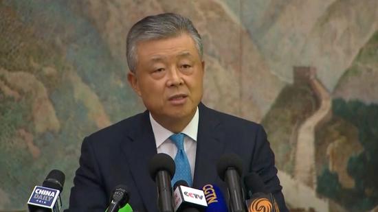 Liu Xiaoming, Chinese ambassador to the UK, speaks at a press conference in London, Aug. 15, 2019. (Photo/CGTN)