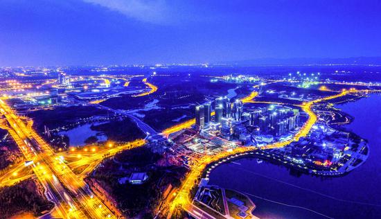 Aerial photo taken on April 22, 2017 shows buildings of a science city in Chengdu Tianfu New Area of China (Sichuan) Pilot Free Trade Zone (FTZ), southwest China's Sichuan Province. (Xinhua/Xue Yubin)