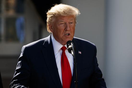 U.S. President Donald Trump speaks during a ceremony at the White House in Washington D.C., the United States, on Aug. 29, 2019. (Photo by Ting Shen/Xinhua)