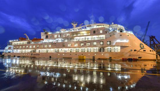 The first polar cruise ship made in China was handed over to a U.S. company on Friday. (Photo by Tang Shuquan/for chinadaily.com.cn)