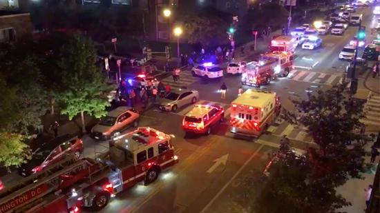 Rescue vehicles are seen following a shooting in Washington, D.C., U.S. on September 19, 2019, in this picture obtained from social media. (Photo/Agencies)
