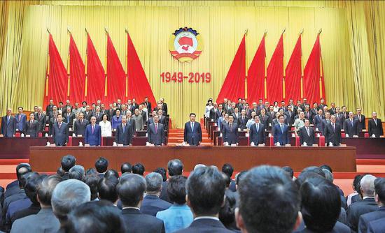 President Xi Jinping, also general secretary of the CPC Central Committee, attends a Friday event marking the 70th anniversary of the CPPCC in Beijing. (RAO AIMIN / XINHUA) 