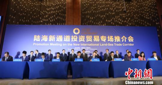 Promotion meeting on the new international land-sea trade corridor. (Photo/China News Service)