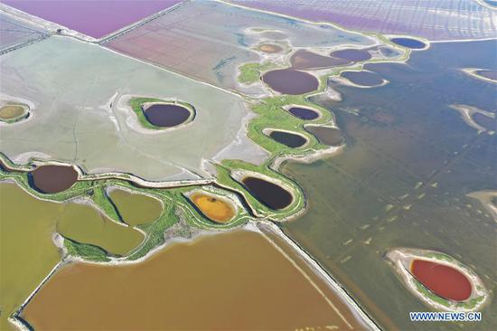 Aerial view of salt lake in Yuncheng, Shanxi