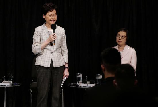 HKSAR Chief Executive Carrie Lam talks to about 150 representatives at the 1st 