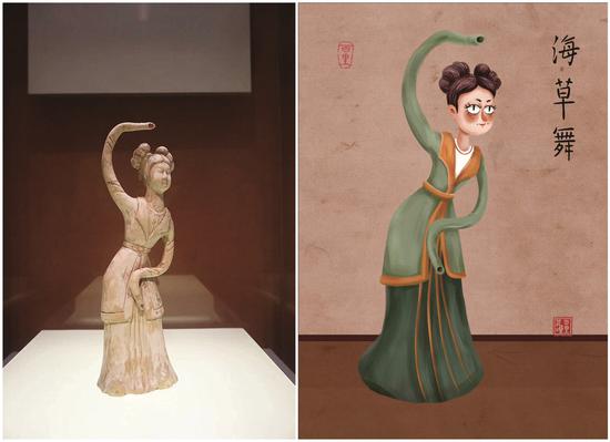 The gesture of the figurine resembles a gesture in 'haicao' dance.  (Photo/Women of China)