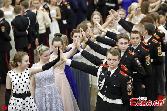 Young cadets enjoy night at annual Kremlin Cadet Ball in Moscow