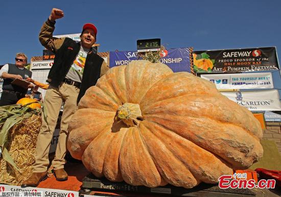 Giant pumpkin weighing nearly one ton sets California record