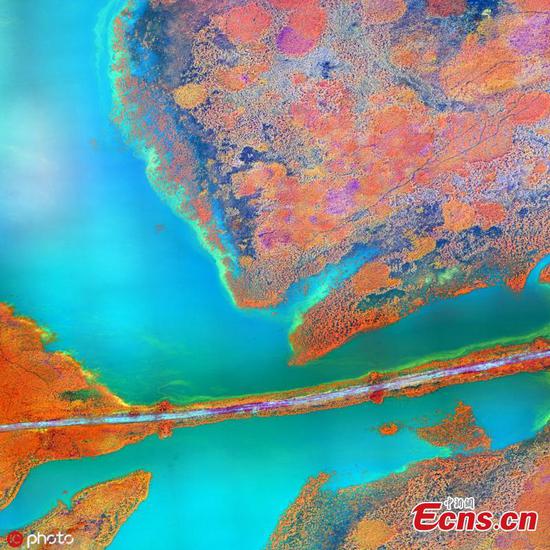 The Earth as ART: Infrared satellite photos show salt flats, rivers and glaciers in dazzling colours