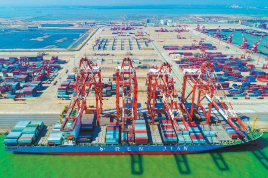 The container port of the Nansha Free Trade Area in Guangzhou, capital of Guangdong Province. (Photo provided to China Daily)