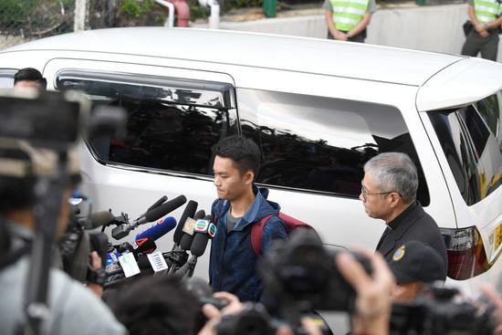 Chan Tong-kai, the suspect of a homicide case, was released from a Hong Kong prison on Oct. 23, 2019. (Xinhua)