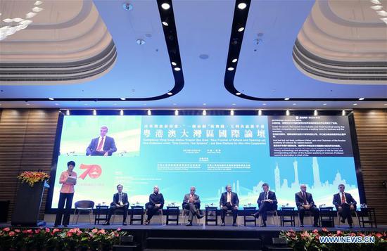 Guests attend a forum on the development of the Greater Bay Area in Hong Kong, south China, Oct. 24, 2019. (Xinhua/Wang Shen)