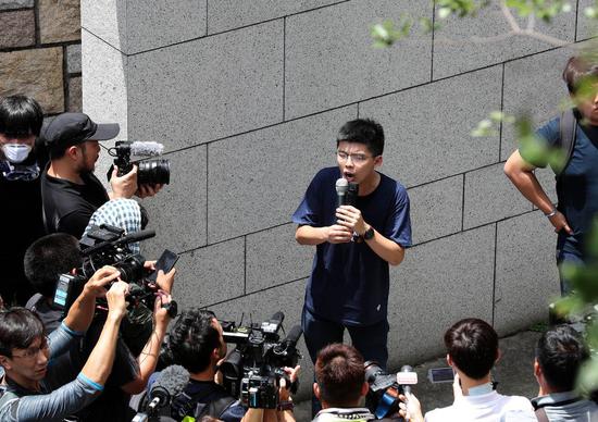 Photo taken on Aug. 30, 2019 shows Joshua Wong in south China's Hong Kong. (Xinhua)