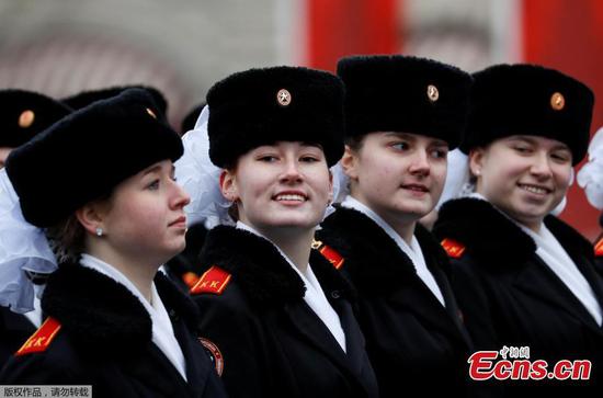 Russia holds military parade to mark the anniversary of a historical parade in Moscow