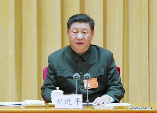 Chinese President Xi Jinping, also general secretary of the Communist Party of China (CPC) Central Committee and chairman of the Central Military Commission (CMC), attends a CMC meeting on military development at primary level held from Nov. 8 to 10 in Beijing, capital of China. (Xinhua/Li Gang)