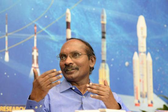 The Indian Space Research Organisation (ISRO) Chairman K. Sivan addresses a press conference on the Gaganyaan mission, in Bengaluru, India, Jan. 11, 2019. (Xinhua/Stringer)