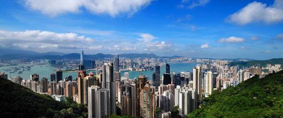 Photo taken from The Peak shows the aerial view of Hong Kong, China. (Xinhua)