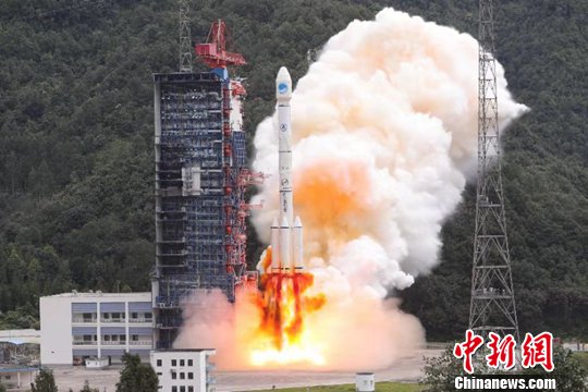 China sent twin BeiDou-3 navigation satellites into space on a Long March-3B carrier rocket from the Xichang Satellite Launch Center, in Sichuan Province, Oct. 14, 2019. (Photo/China News Service)
