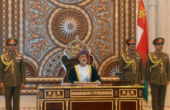 New Sultan of Oman Haitham bin Tariq al-Said attends his inauguration ceremony in Muscat, Oman, on Jan. 11, 2020. (Xinhua)