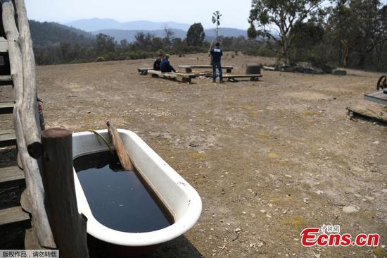 View of contaminated rain water storage in Australia