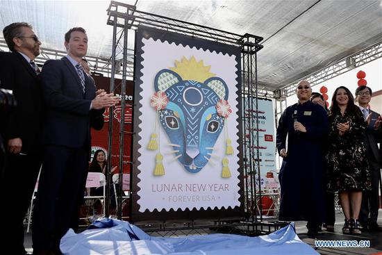 Year of Rat forever stamp unveiled in Monterey Park, U.S.