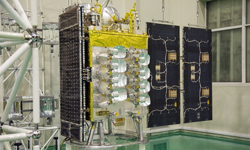 A view of low-Earth 5G broadband satellite made by Galaxy Space in December. (Photo/Courtesy of Galaxy Space)